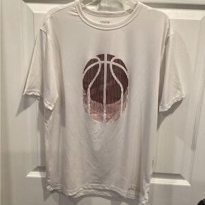 Old Navy White Graphic T-Shirt with Basketball motif